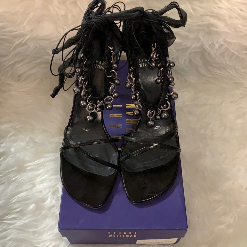 Stuart Weitzman Shimmy Black Sandal
